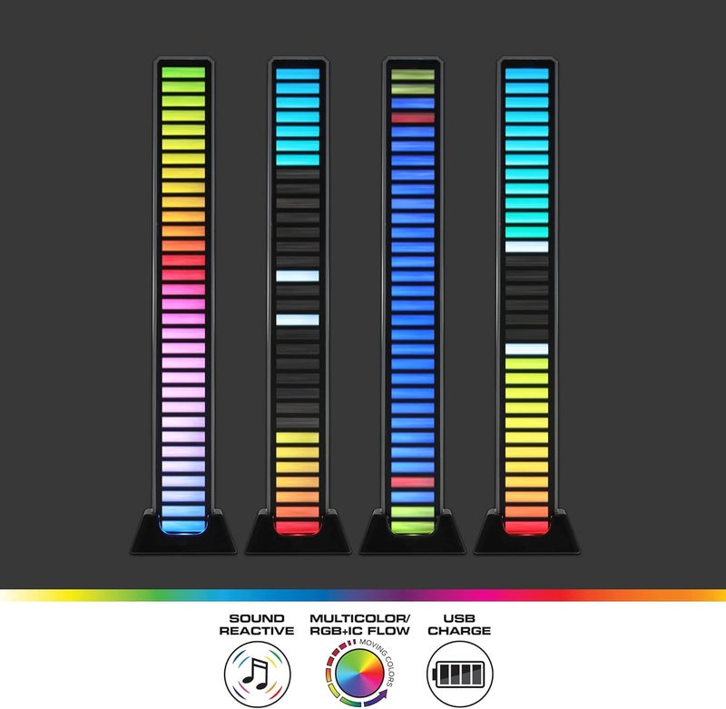 XTREME 2-Pack Monster Sound-Reactive Color Flow LED Equalizer Light Bar, Horizontal/Vertical, Fits Anywhere, Rechargeable, Easy Assembly, USB Charging Cable Included - Image 4